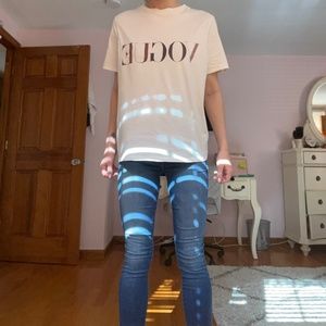 Vogue Collection Cotton T-shirt in Cream/Off-White Color in Size Medium